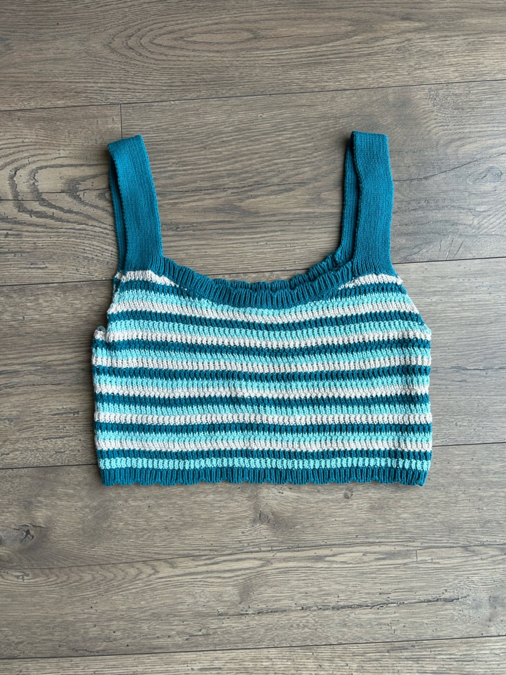 wild fable Teal and White Striped Knit Crop Tank
